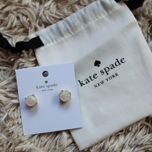 NWT Kate Spade 14K Round Opal Glitter Earrings